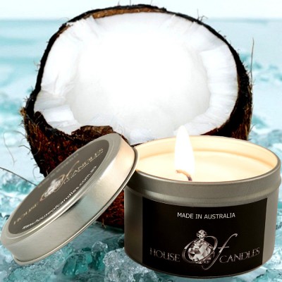 FRESH COCONUT Scented Ecosoy Candle Tins VEGAN & CRUELTY FREE   132673405077
